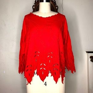 Vintage Marcia and me co. red flame cut away shirt